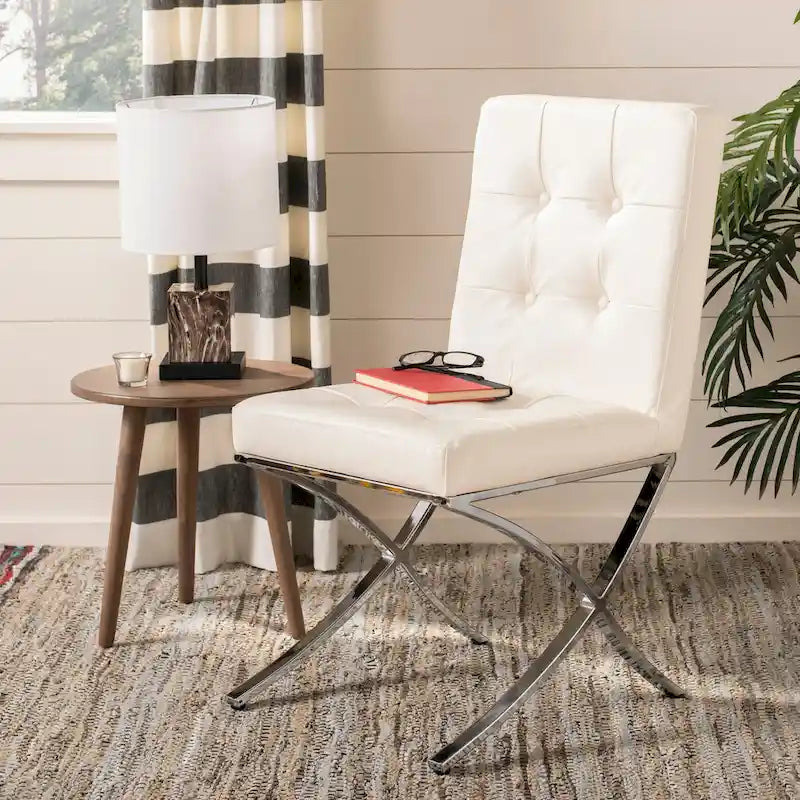 Merrilee Glam Black Chrome Tufted Side Chair
