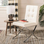 Merrilee Glam Black Chrome Tufted Side Chair