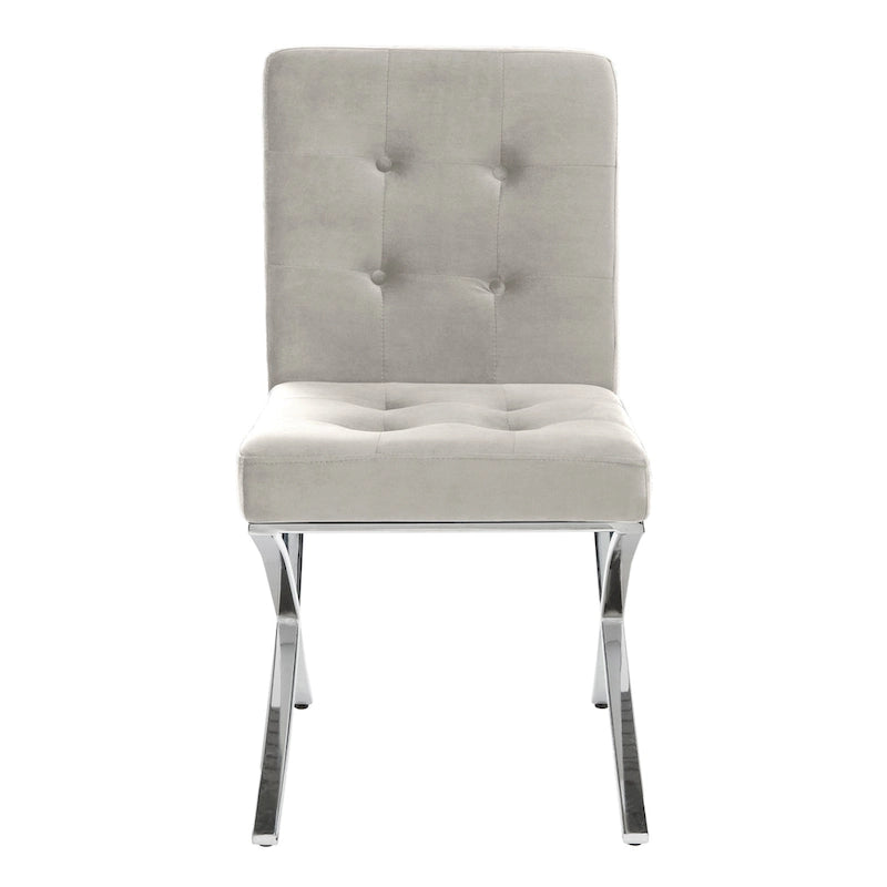 Merrilee Glam Black Chrome Tufted Side Chair