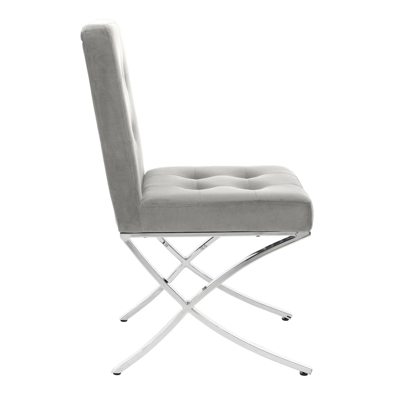 Merrilee Glam Black Chrome Tufted Side Chair