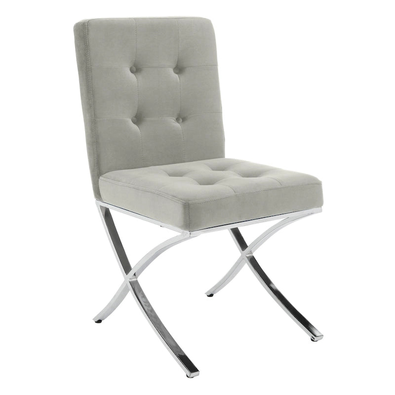 Merrilee Glam Black Chrome Tufted Side Chair