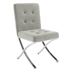 Merrilee Glam Black Chrome Tufted Side Chair