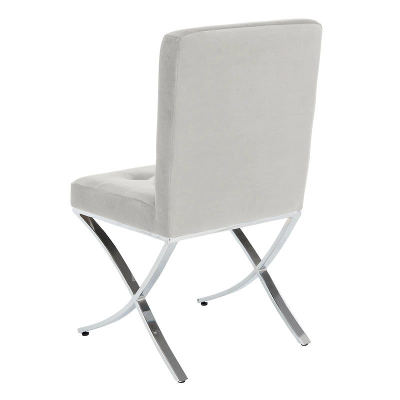 Merrilee Glam Black Chrome Tufted Side Chair