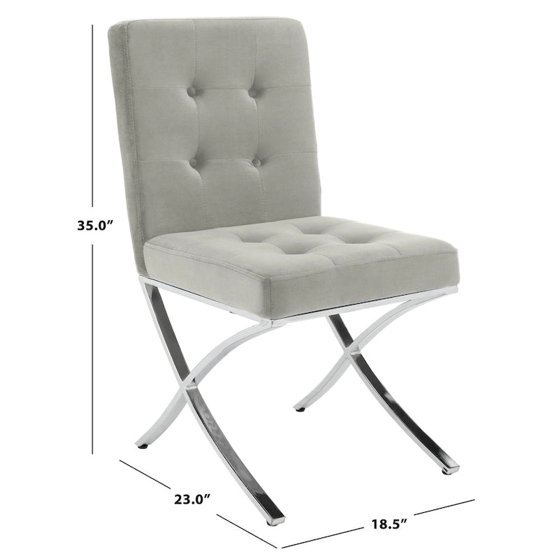 Merrilee Glam Black Chrome Tufted Side Chair