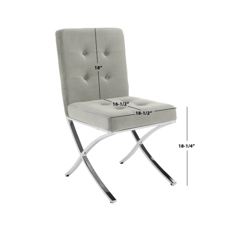 Merrilee Glam Black Chrome Tufted Side Chair