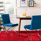 Merrilee Glam Black Chrome Tufted Side Chair