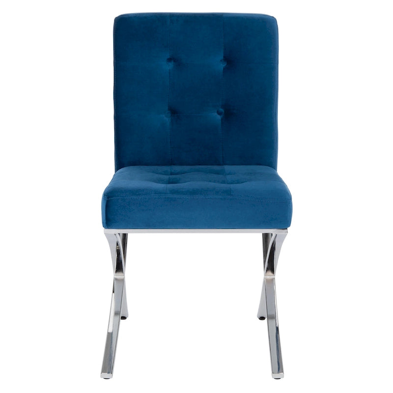 Merrilee Glam Black Chrome Tufted Side Chair