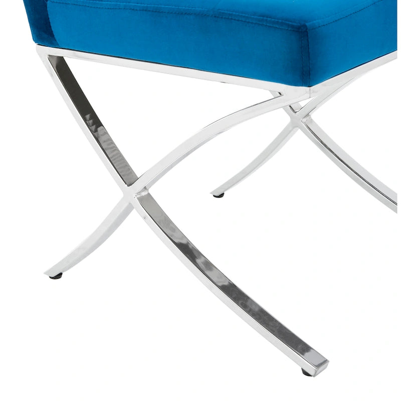 Merrilee Glam Black Chrome Tufted Side Chair