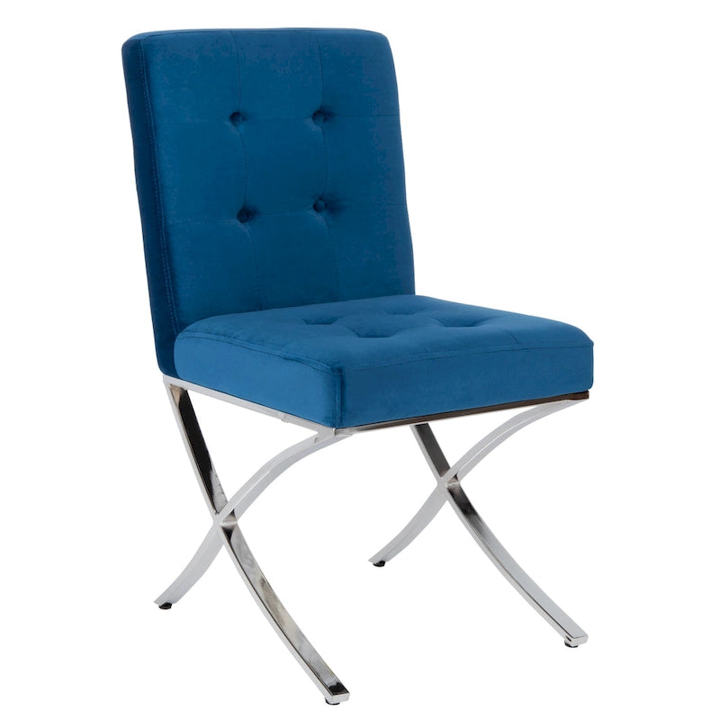 Merrilee Glam Black Chrome Tufted Side Chair