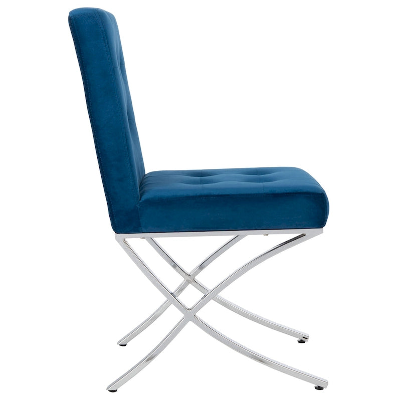 Merrilee Glam Black Chrome Tufted Side Chair