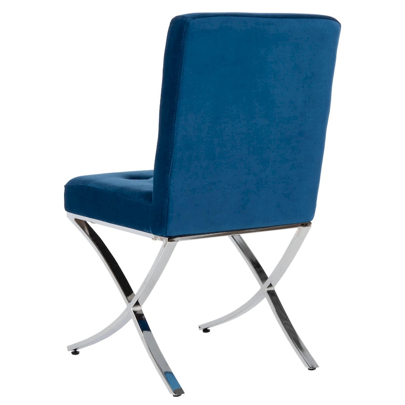 Merrilee Glam Black Chrome Tufted Side Chair