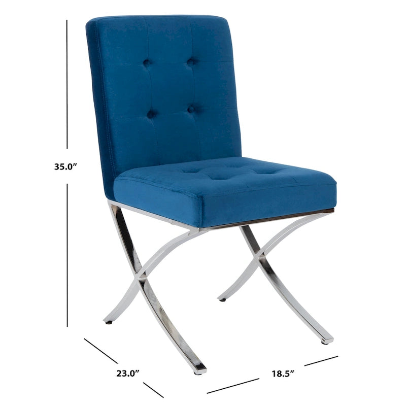 Merrilee Glam Black Chrome Tufted Side Chair