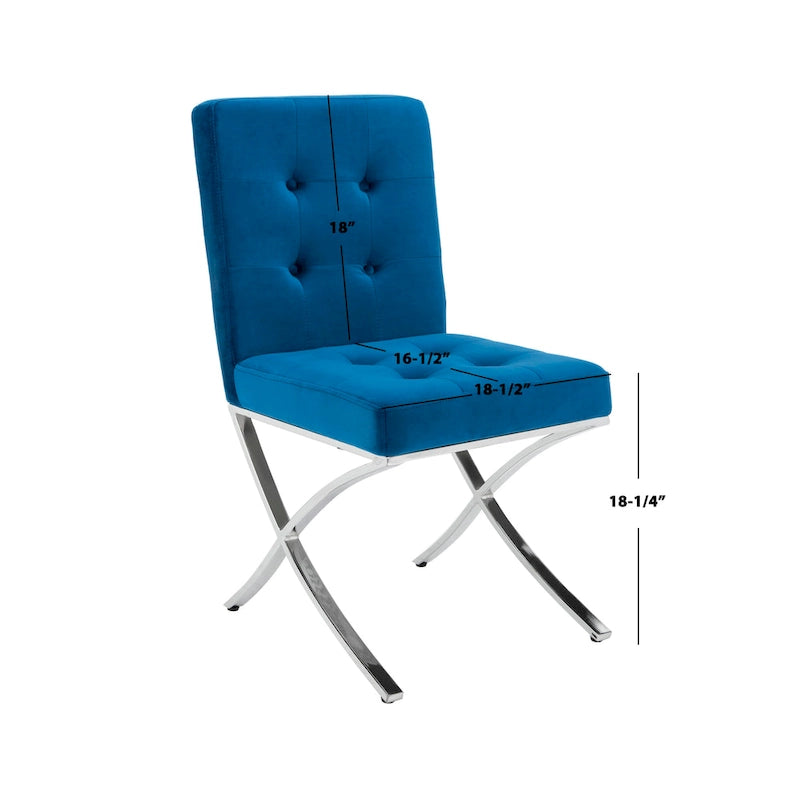 Merrilee Glam Black Chrome Tufted Side Chair