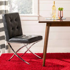Merrilee Glam Black Chrome Tufted Side Chair