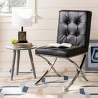 Merrilee Glam Black Chrome Tufted Side Chair