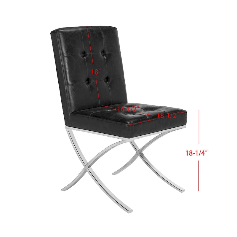 Merrilee Glam Black Chrome Tufted Side Chair