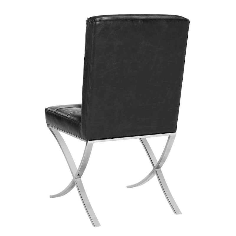 Merrilee Glam Black Chrome Tufted Side Chair