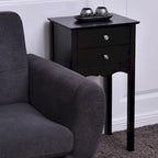 Side Table End Accent Table with 2 Drawers - Black