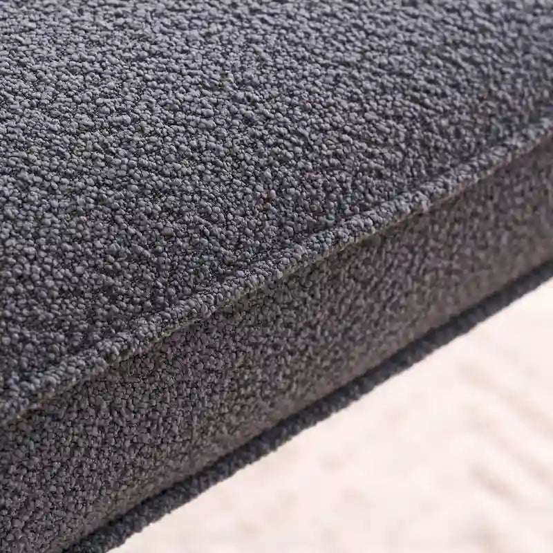 Single Rectangle Ottoman Tufted Lamb Fleece Foot Stool