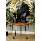 Wood Handmade Live Edge Top Coffee Table with Black Metal Hairpin Legs - Brown