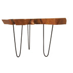 Wood Handmade Live Edge Top Coffee Table with Black Metal Hairpin Legs - Brown