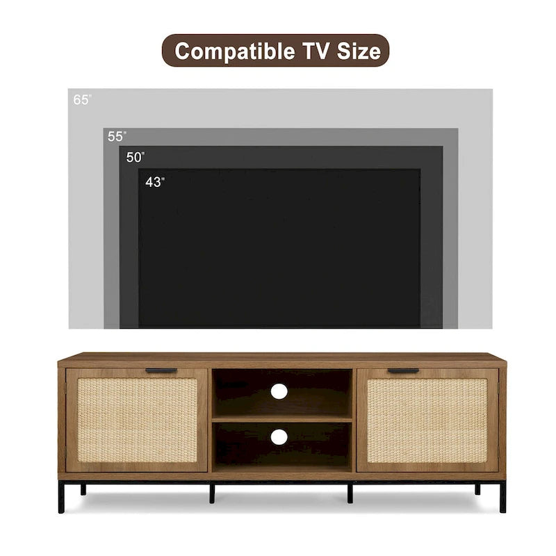Modern TV Stand 2-Door Media Console Table Entertainment Center with 4 Storage Cabinets for TV's up to 65 - 59