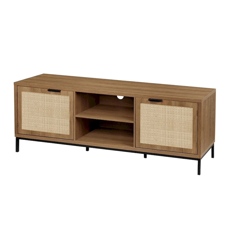 Modern TV Stand 2-Door Media Console Table Entertainment Center with 4 Storage Cabinets for TV's up to 65 - 59