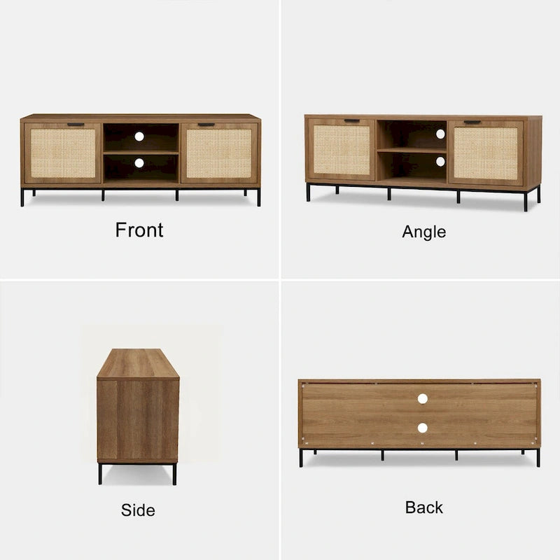 Modern TV Stand 2-Door Media Console Table Entertainment Center with 4 Storage Cabinets for TV's up to 65 - 59