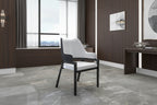 Ethora Leather Dining Chair with Curved Open Back and Rubberwood Legs