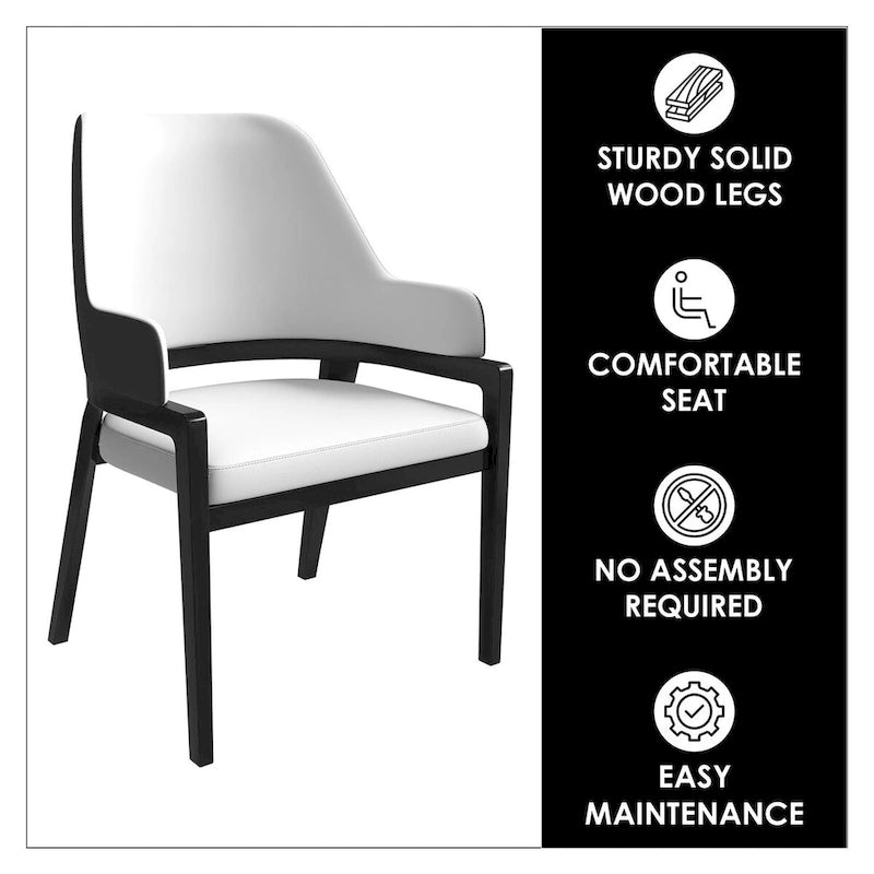 Ethora Leather Dining Chair with Curved Open Back and Rubberwood Legs