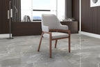 Ethora Leather Dining Chair with Curved Open Back and Rubberwood Legs