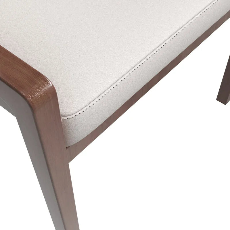 Ethora Leather Dining Chair with Curved Open Back and Rubberwood Legs