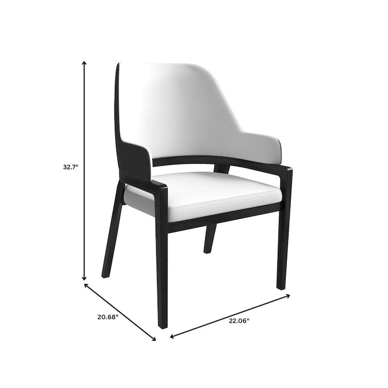 Ethora Leather Dining Chair with Curved Open Back and Rubberwood Legs