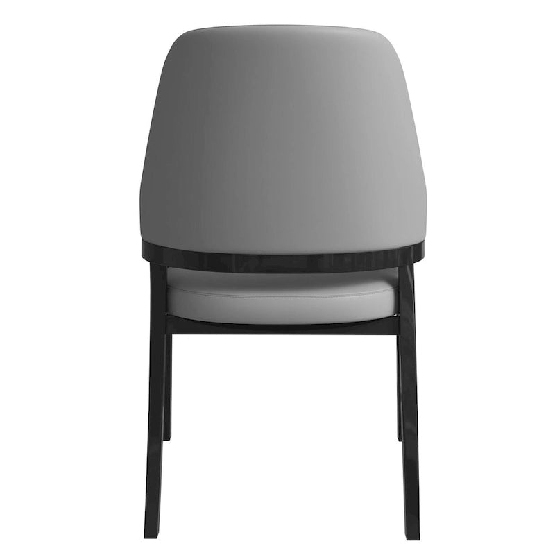Ethora Leather Dining Chair with Curved Open Back and Rubberwood Legs