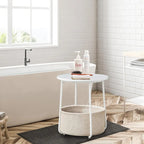 Modern Nightstand Bedside Table with Fabric Basket for Bedroom Nursery