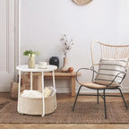 Modern Nightstand Bedside Table with Fabric Basket for Bedroom Nursery