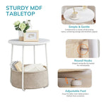 Modern Nightstand Bedside Table with Fabric Basket for Bedroom Nursery