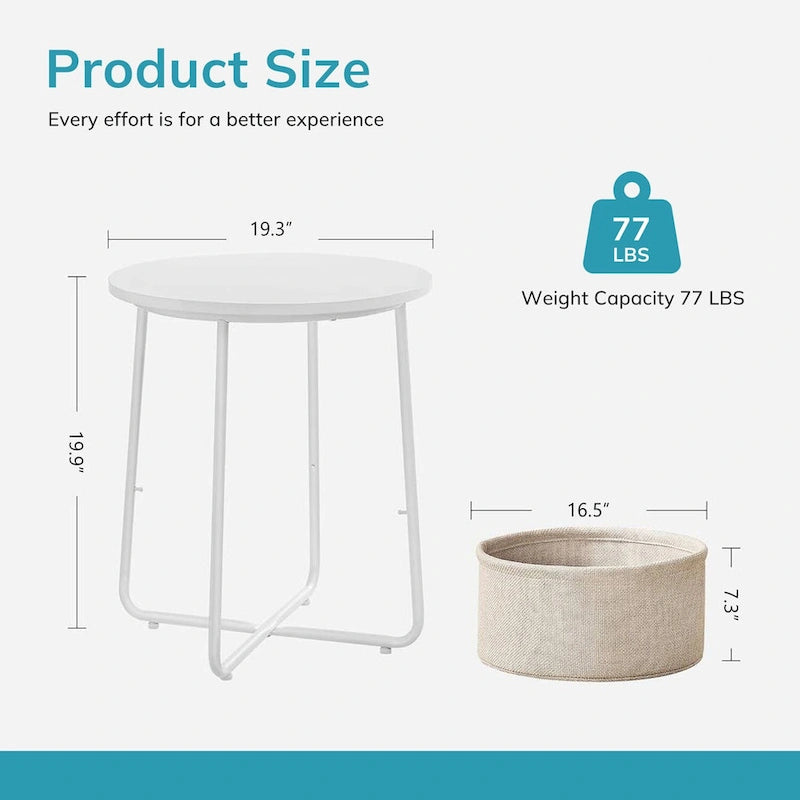 Modern Nightstand Bedside Table with Fabric Basket for Bedroom Nursery