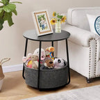 Modern Nightstand Bedside Table with Fabric Basket for Bedroom Nursery