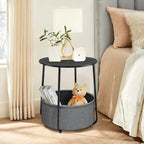 Modern Nightstand Bedside Table with Fabric Basket for Bedroom Nursery