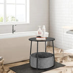 Modern Nightstand Bedside Table with Fabric Basket for Bedroom Nursery