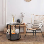 Modern Nightstand Bedside Table with Fabric Basket for Bedroom Nursery