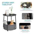 Modern Nightstand Bedside Table with Fabric Basket for Bedroom Nursery