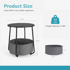Modern Nightstand Bedside Table with Fabric Basket for Bedroom Nursery