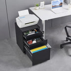 3 Drawer Mobile File Cabinet with Lock Steel File Cabinet for Legal/Letter/A4/F4 Size, Fully Assembled Include Wheels