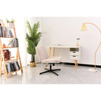 Cross Legged Office Chair, Wide Comfty Desk Chair, No Wheels Armless Computer Task Chair, Swivel and Height Adjustable