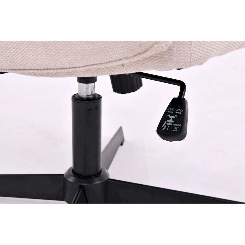 Cross Legged Office Chair, Wide Comfty Desk Chair, No Wheels Armless Computer Task Chair, Swivel and Height Adjustable