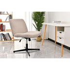 Cross Legged Office Chair, Wide Comfty Desk Chair, No Wheels Armless Computer Task Chair, Swivel and Height Adjustable
